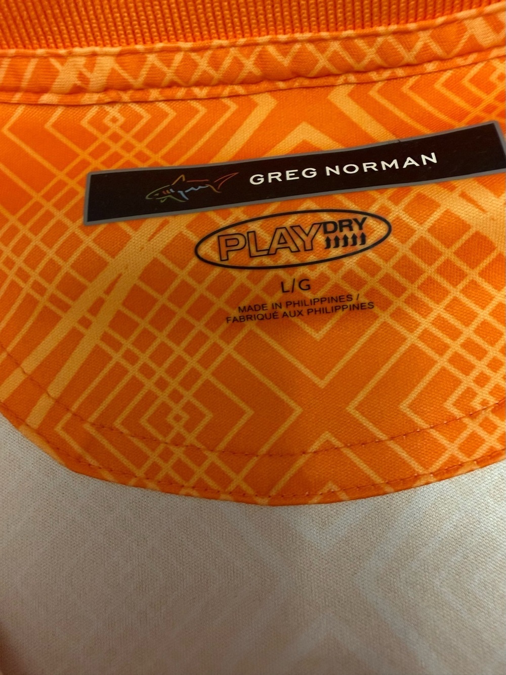 Greg Norman Play Dry Polo Large Orange Geometric Golf Shirt Mens - Picture 4 of 8